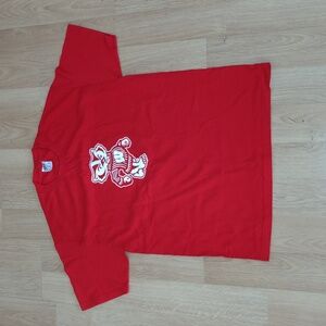 University of Wisconsin Badger White Red Crewneck Short Sleeve T-shirt L